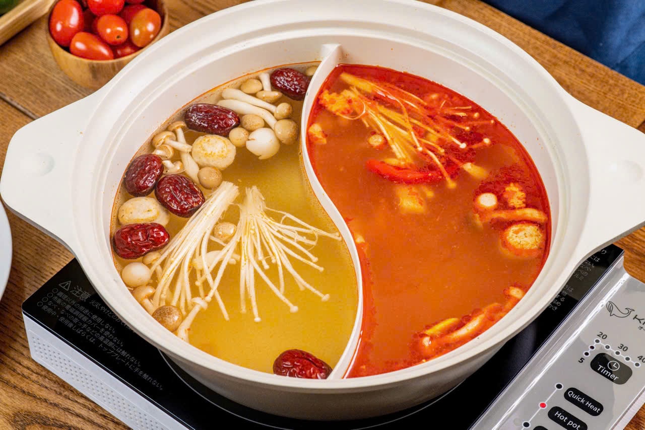 Nồi lẩu nhôm đúc nguyên khối 2 ngăn Kaiyo 26cm