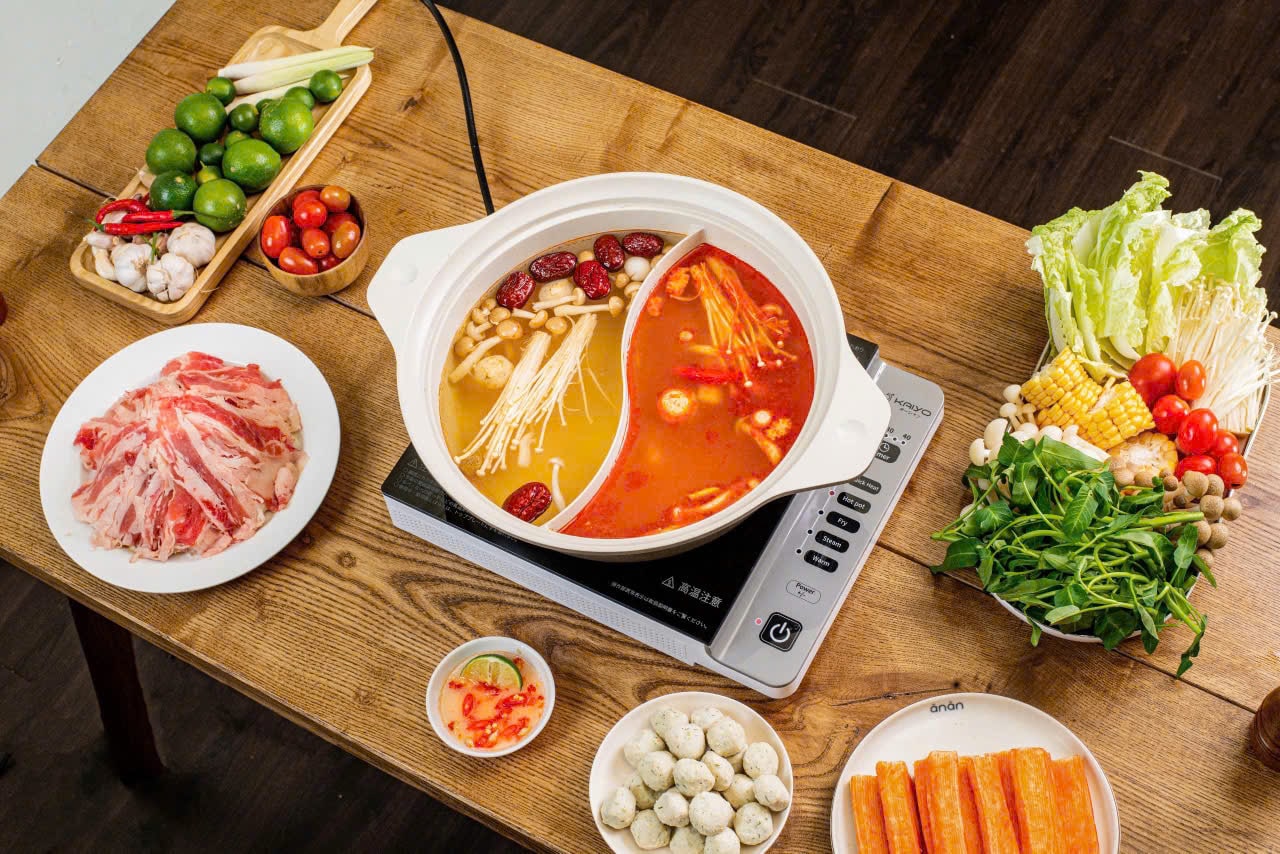 Nồi lẩu nhôm đúc nguyên khối 2 ngăn Kaiyo 26cm