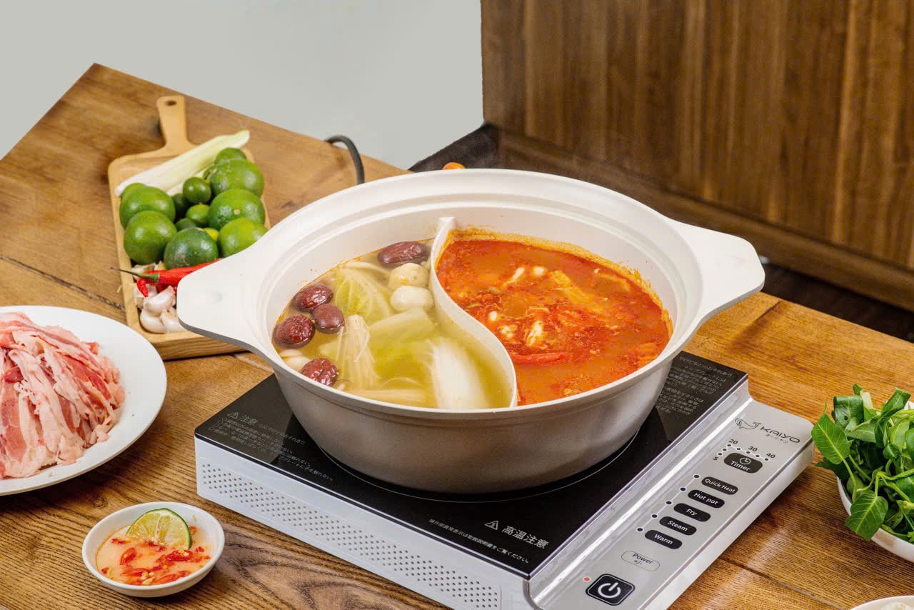 Nồi lẩu nhôm đúc nguyên khối 2 ngăn Kaiyo 26cm