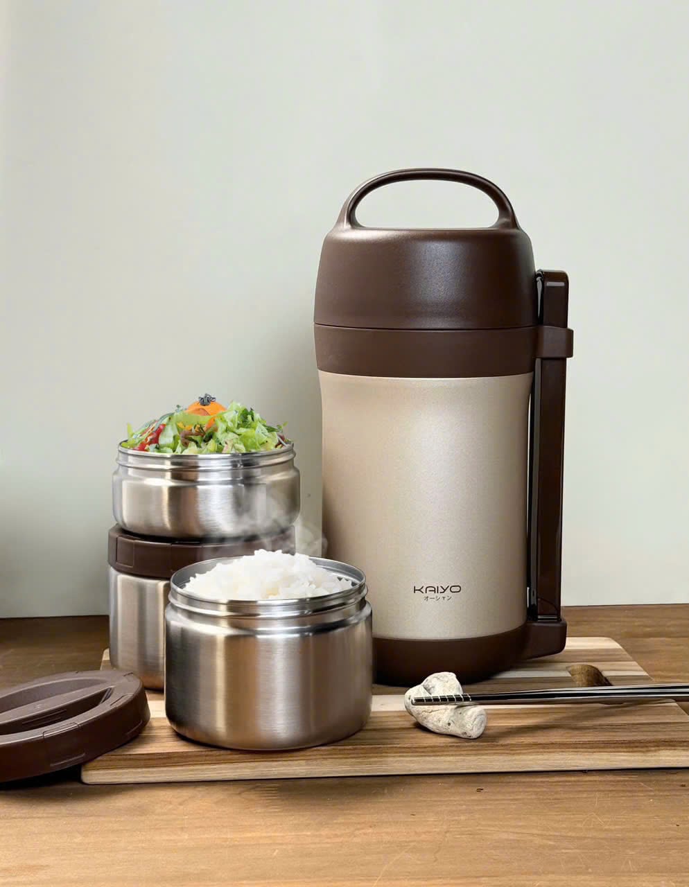 Hộp cơm giữ nhiệt Kaiyo 1600ml, màu nâu