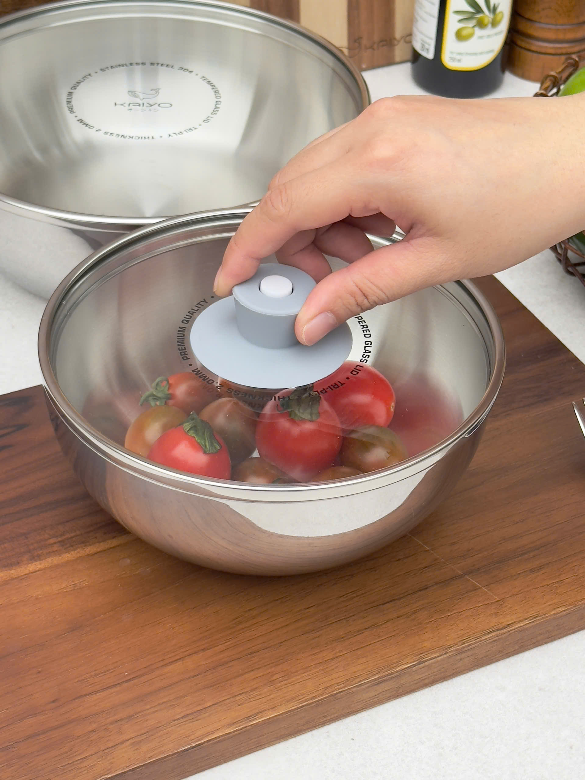 Bộ nồi đúc inox 3 lớp đáy liền Tri-Ply Multifunction Kaiyo, size 20-24cm
