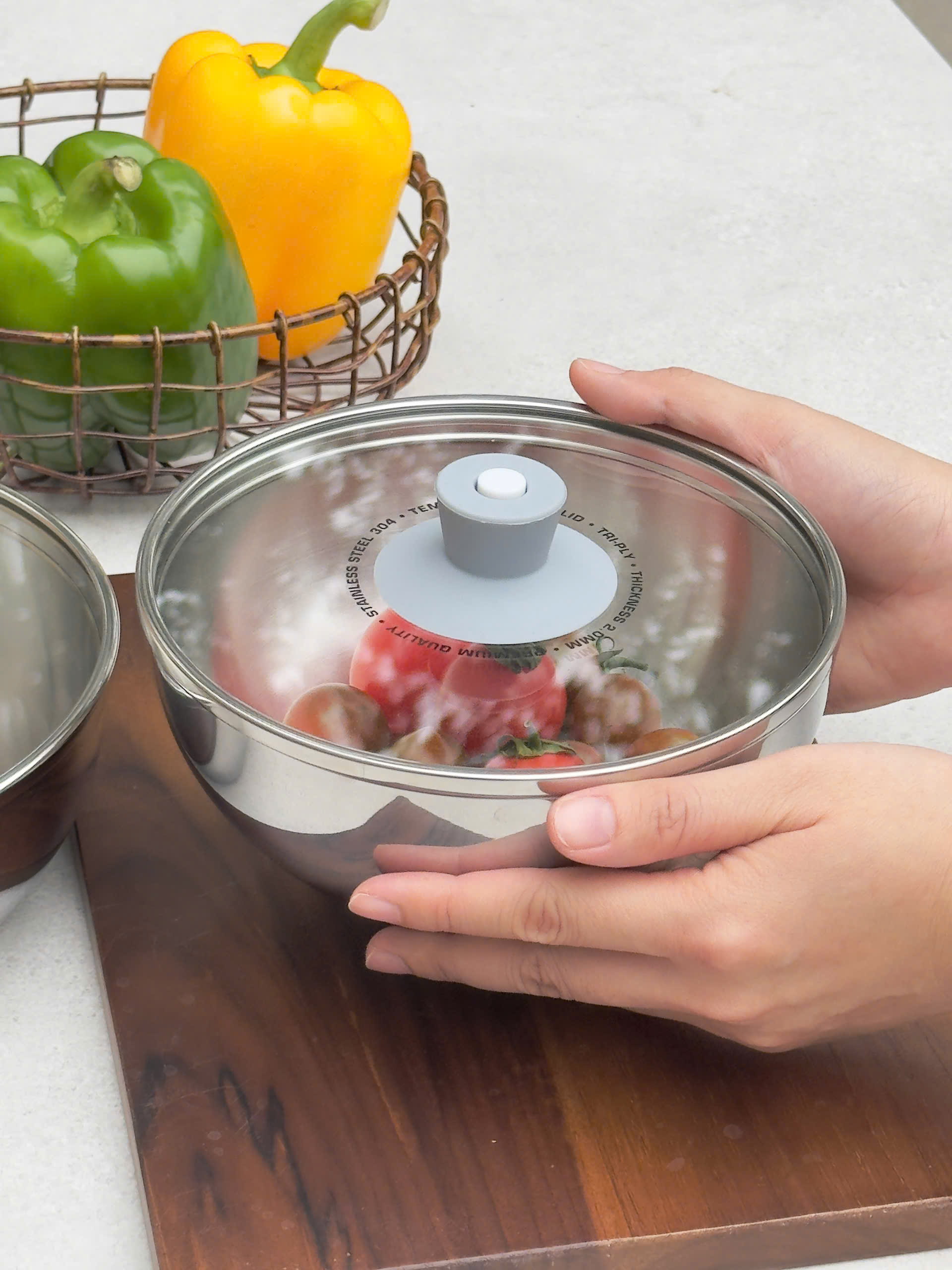 Bộ nồi đúc inox 3 lớp đáy liền Tri-Ply Multifunction Kaiyo, size 16-20cm