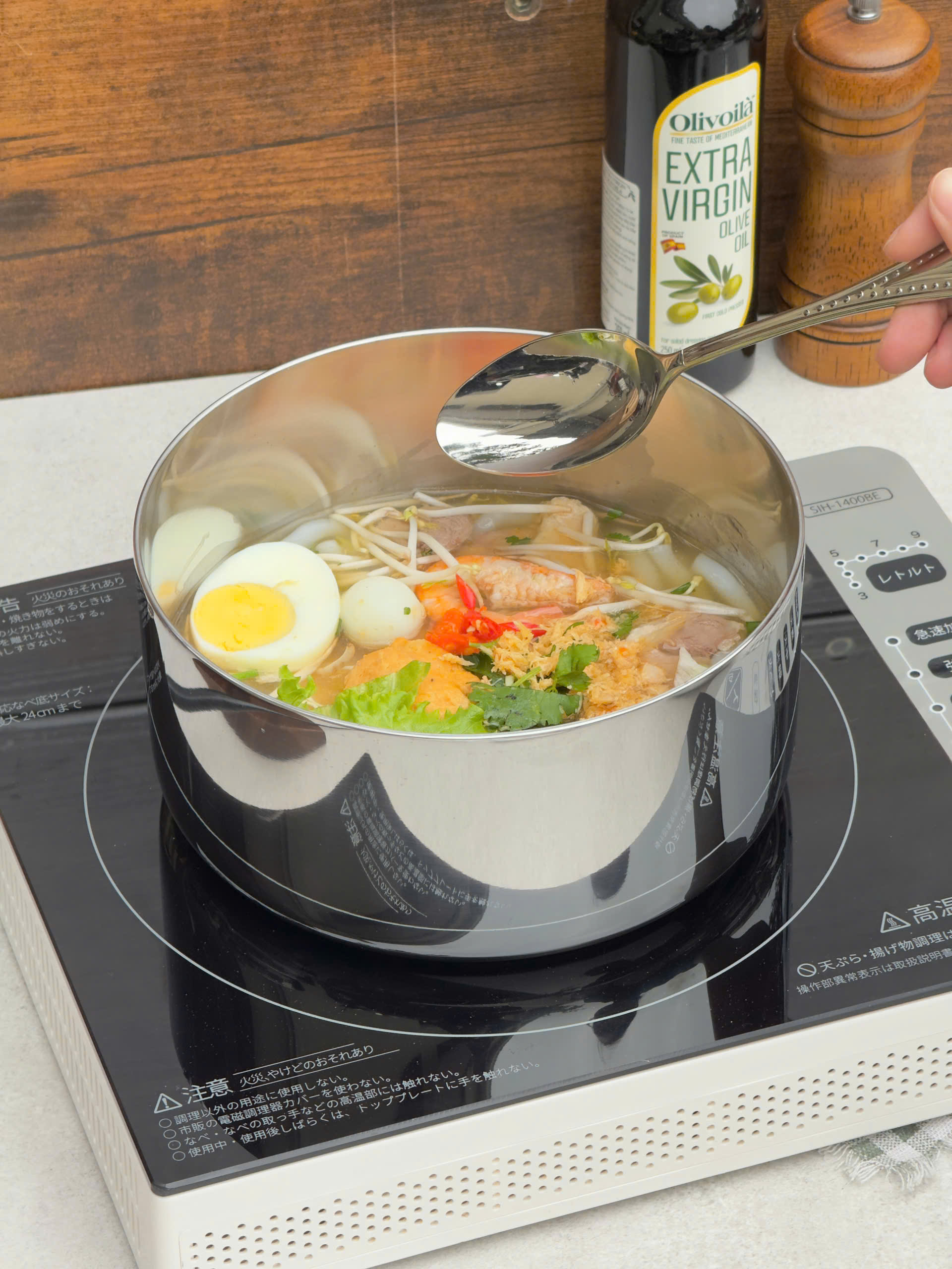 Bộ nồi đúc inox 3 lớp đáy liền Tri-Ply Multifunction Kaiyo, size 18-20cm