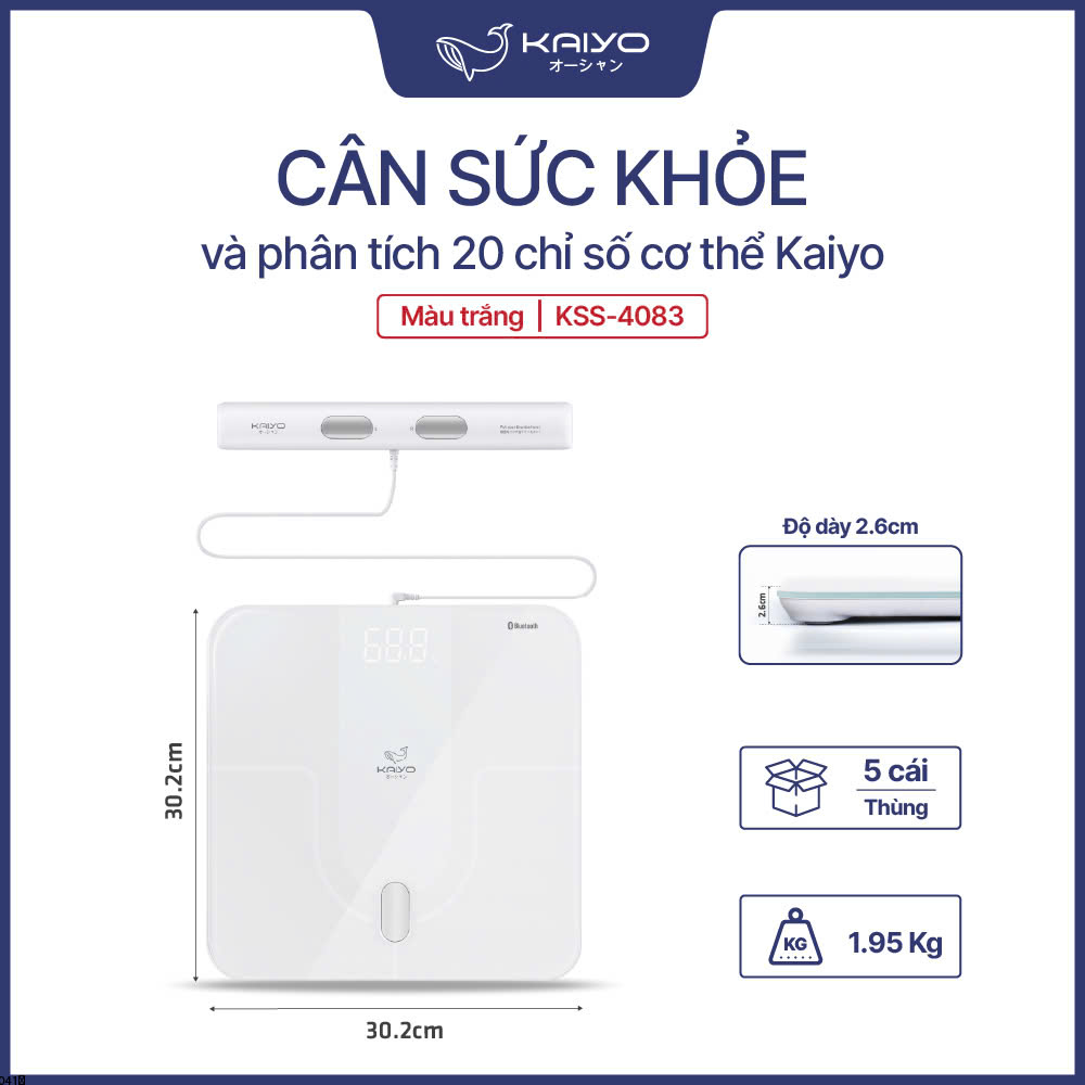 Cân sức khoẻ và phân tích 20 chỉ số cơ thể Kaiyo, màu trắng