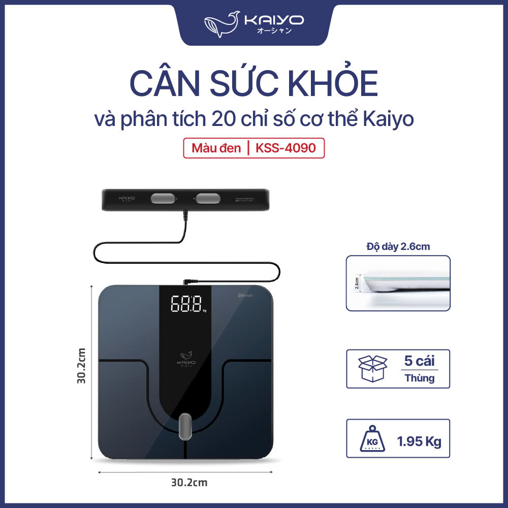 Cân sức khoẻ và phân tích 20 chỉ số cơ thể Kaiyo, màu đen