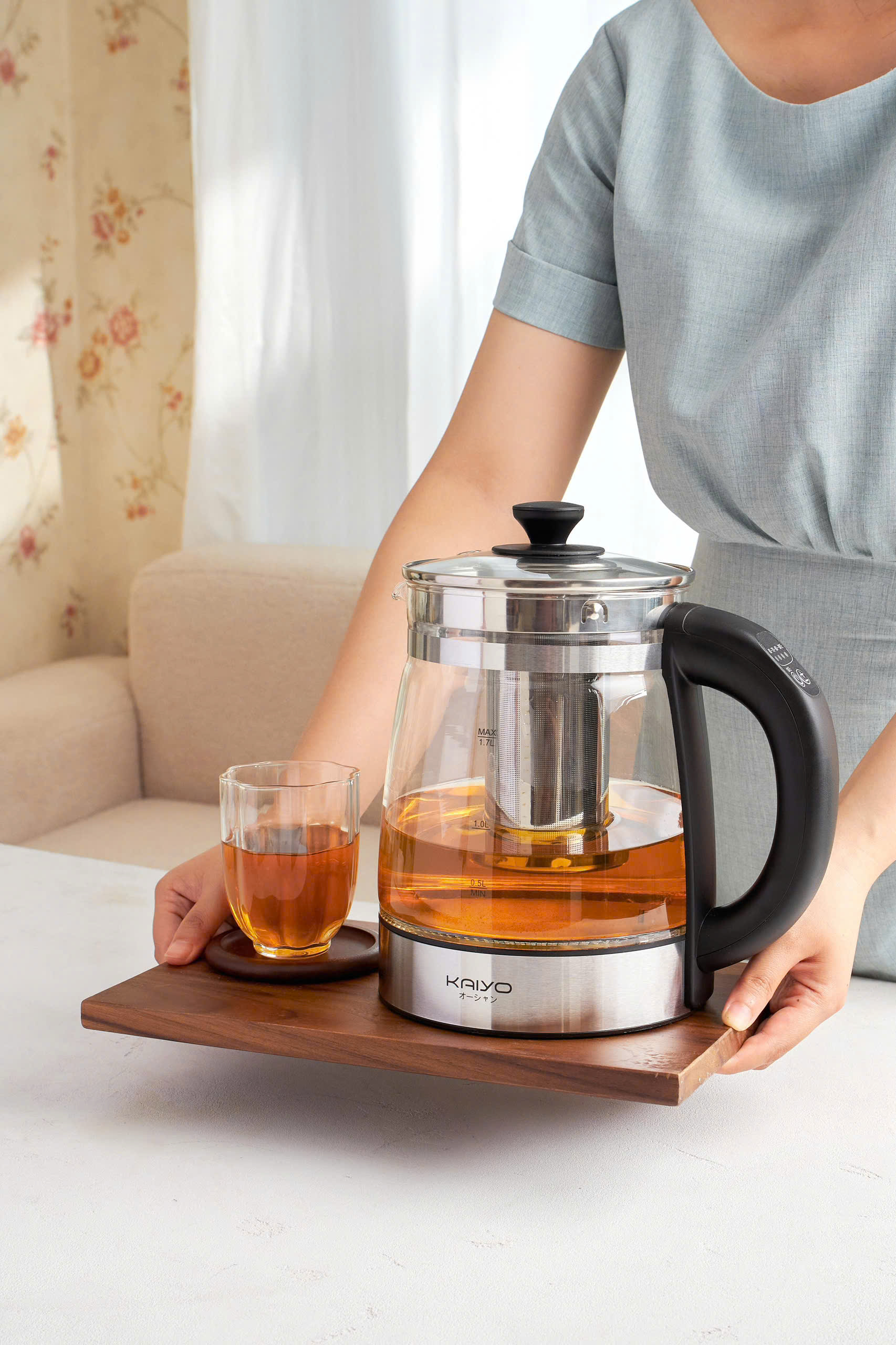 Ấm siêu tốc thuỷ tinh borosilicate Kaiyo 1.7L (KEK-062)