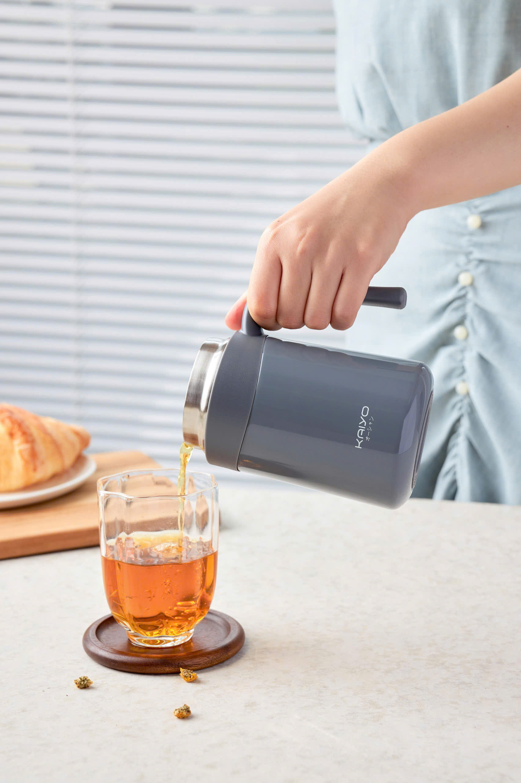 Cốc giữ nhiệt kèm lõi lọc trà Kaiyo, 350ml - Màu ghi