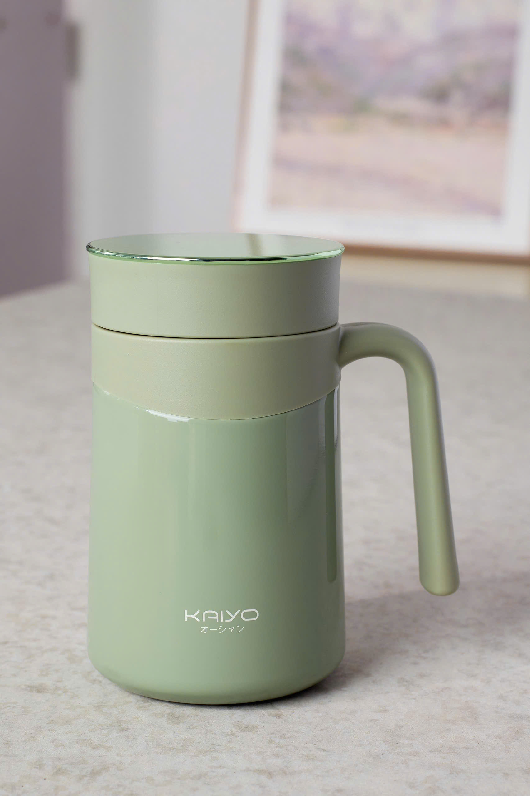Cốc giữ nhiệt kèm lõi lọc trà Kaiyo, 350ml - Xanh mint