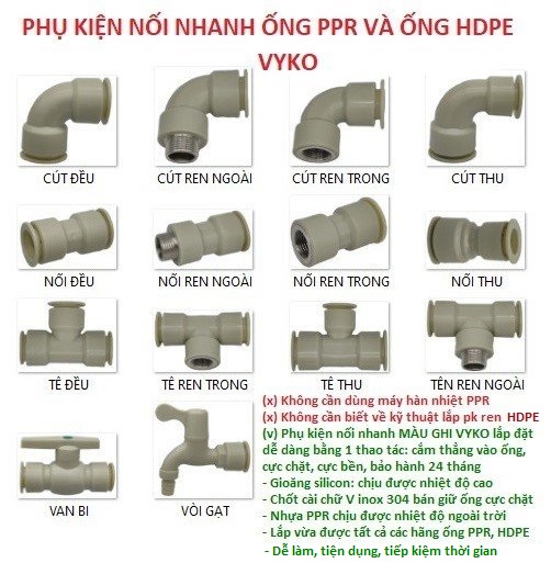 Báo Giá Phụ Kiện Nối Nhanh Lắp Cho Ống PPR Không Cần Máy Hàn, Lắp Nhanh Ống HDPE Giá Rẻ Uý Tín Chất Lượng Sẵn Hàng