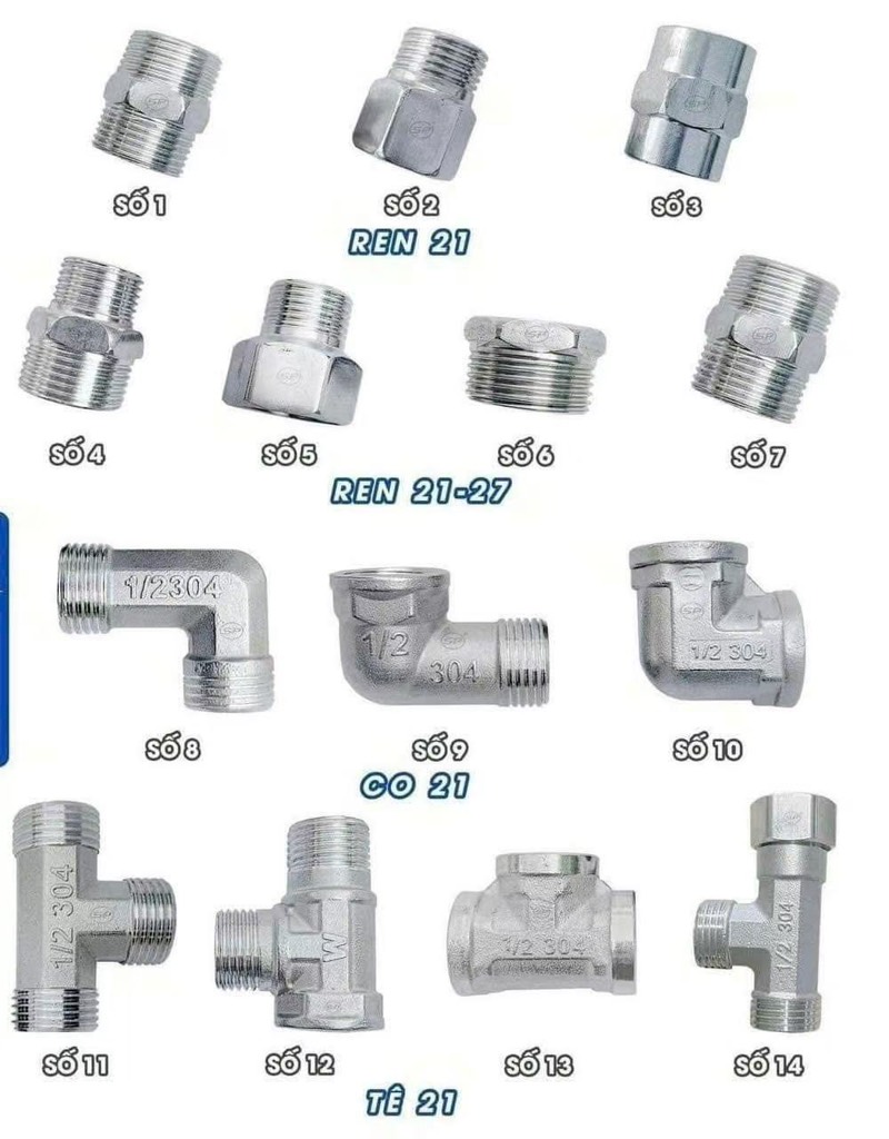 Cút Ren Góc Vuông Inox 304, 1 Đầu Ren Trong 21, 1 Đầu Ren Ngoài 21, Co ...