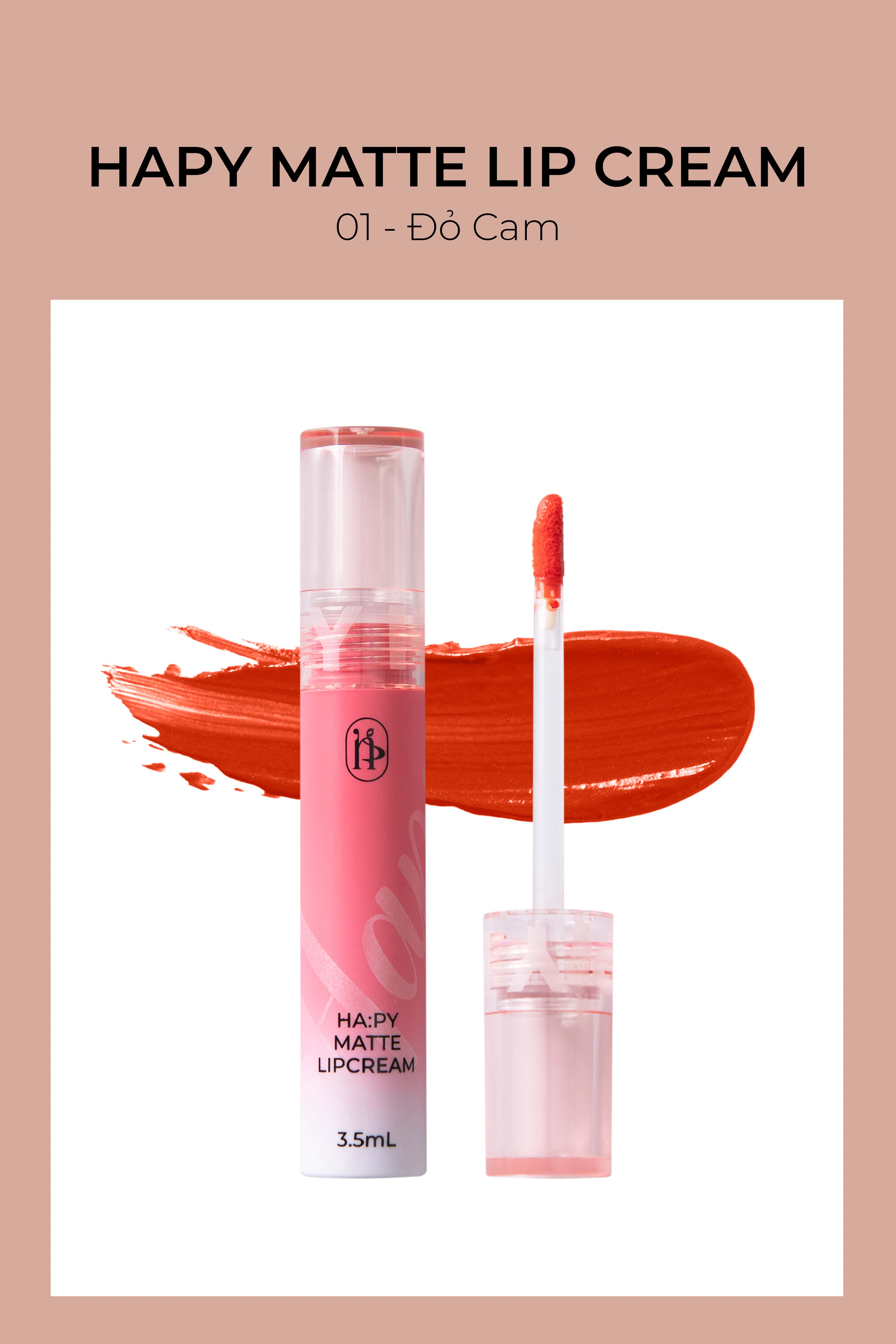 HAPY MATTE LIPCREAM - 01 ĐỎ CAM.