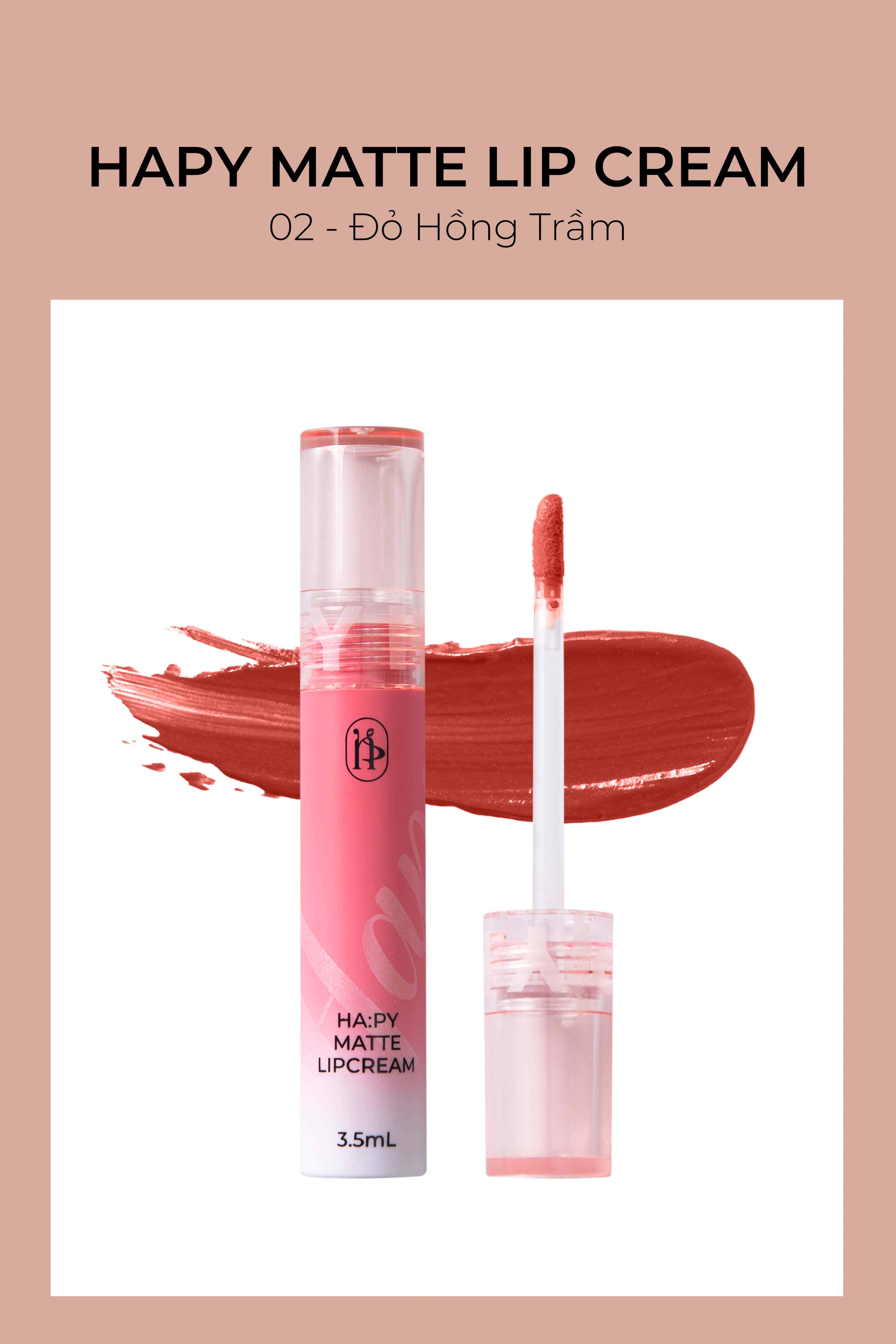 HAPY MATTE LIPCREAM - 02 ĐỎ HỒNG TRẦM