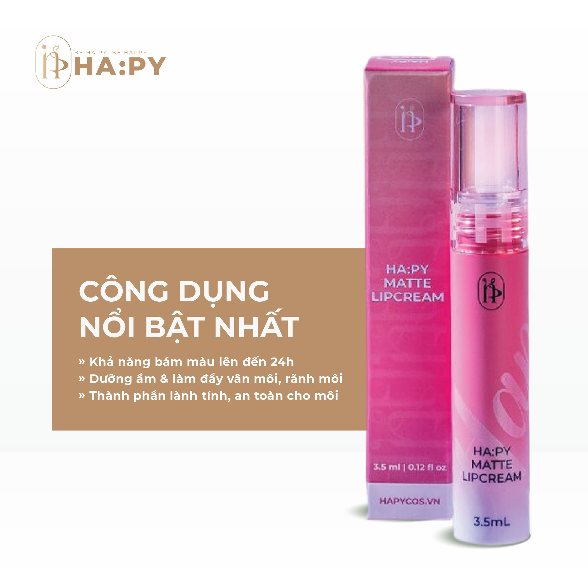 HAPY MATTE LIPCREAM - 01 ĐỎ CAM.