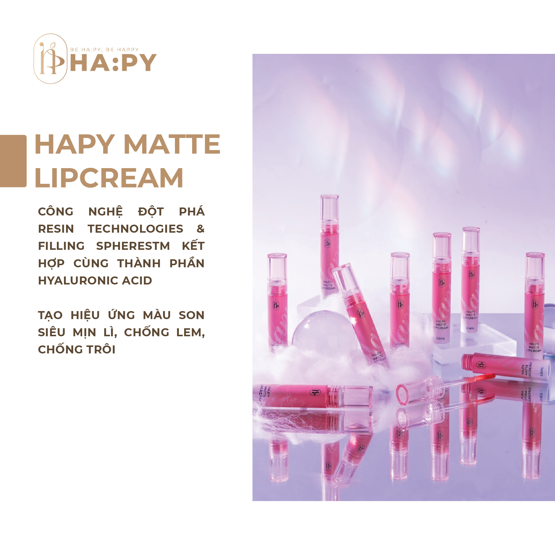 HAPY MATTE LIPCREAM - 01 ĐỎ CAM.