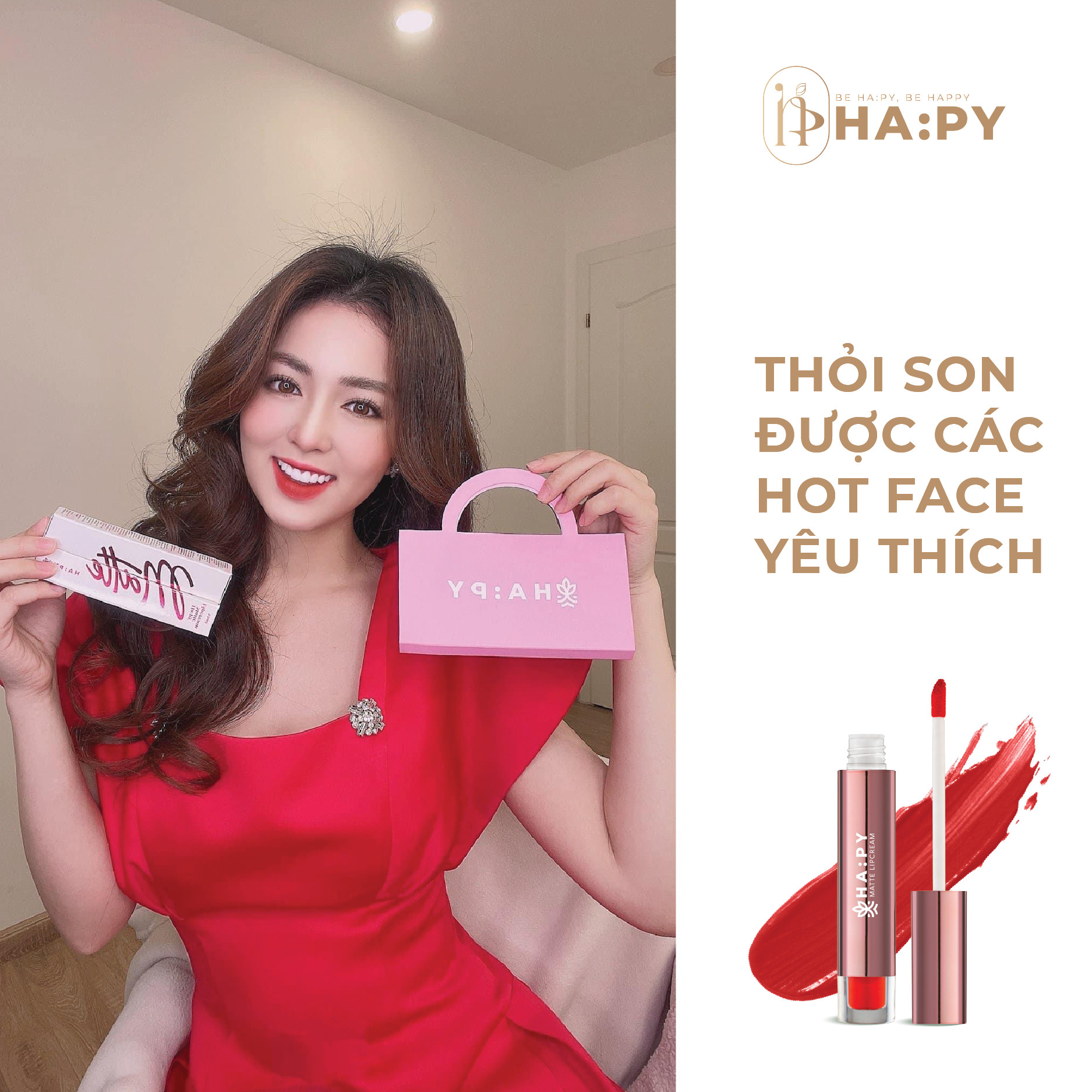 HAPY MATTE LIPCREAM - H01 ĐỎ CAM