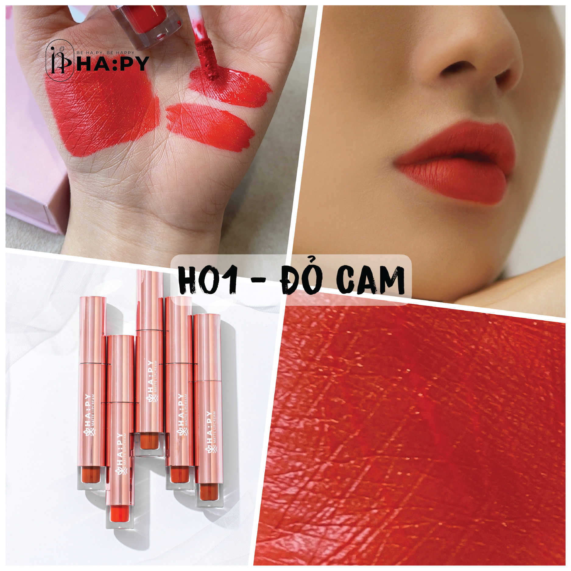 HAPY MATTE LIPCREAM - H01 ĐỎ CAM
