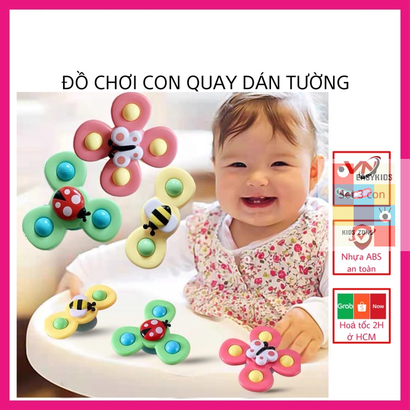 Đồ chơi con quay spinner vui nhộn EASYKIDS gồm 3 chi tiết hình côn trùng dễ thương