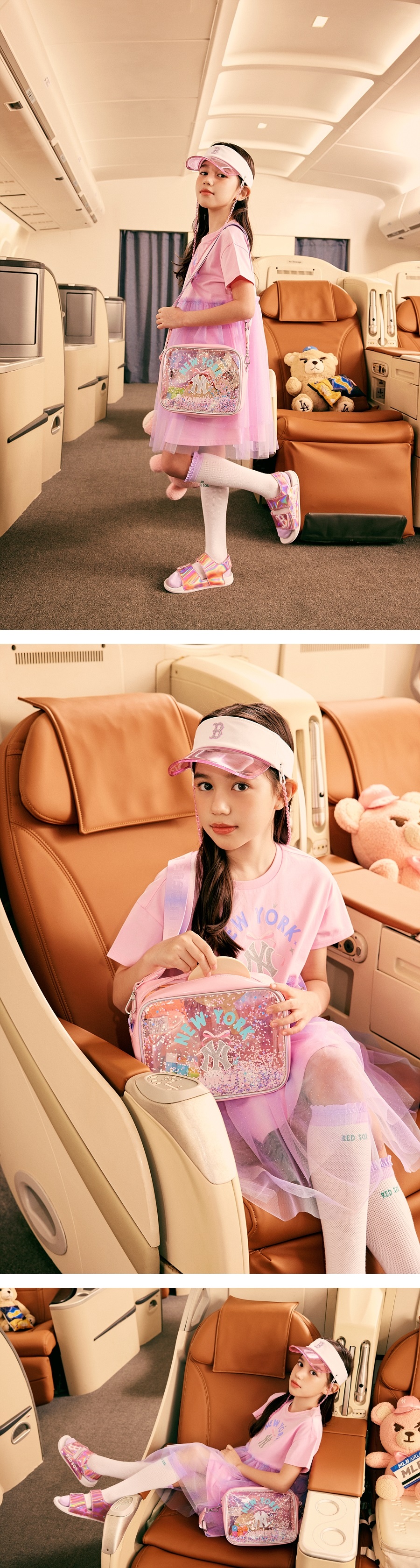 Túi MLB [KIDS] Like Aurora Sequin Ballet Cross Bag New York Yankees Pink 7FCRL013N-50PKL