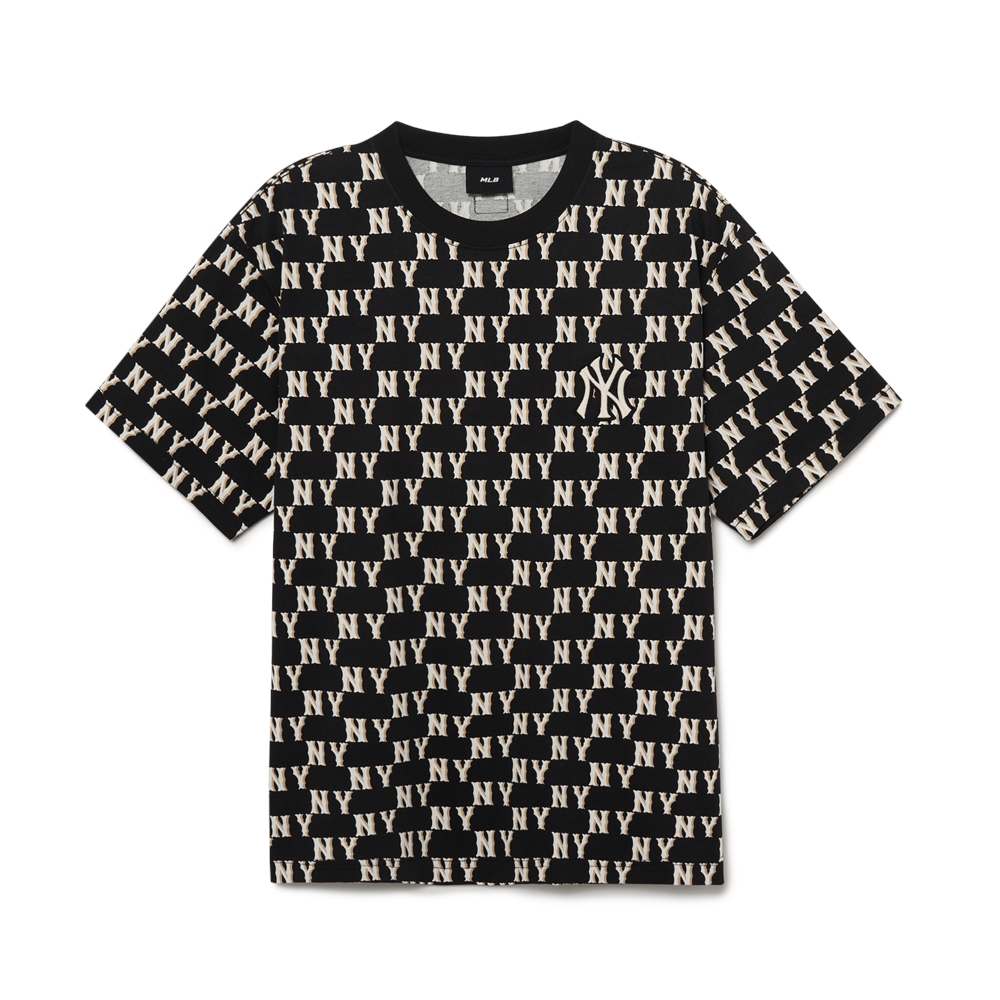 Bấm vào để xem thư viện ảnh Áo Thun MLB Classic Monogram Front Panel Pattern Short Sleeve New York Yankees Black