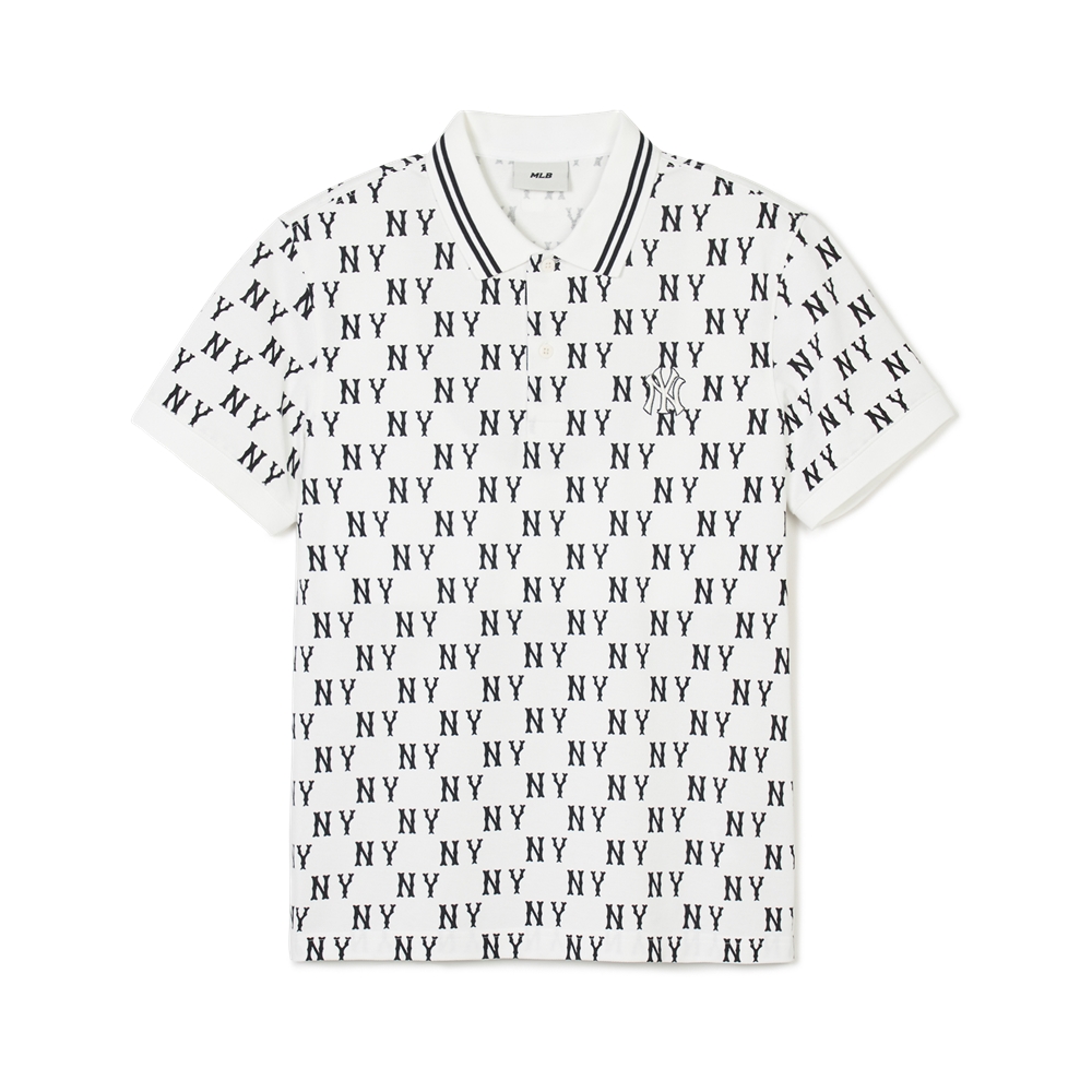 Bấm vào để xem thư viện ảnh Áo Polo MLB Korea Classic Mono Front Pattern Collar New York Yankees Ivory