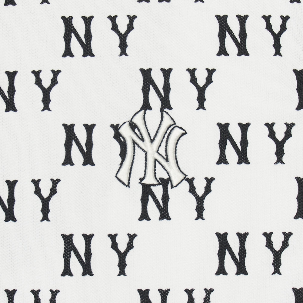 Bấm vào để xem thư viện ảnh Áo Polo MLB Korea Classic Mono Front Pattern Collar New York Yankees Ivory