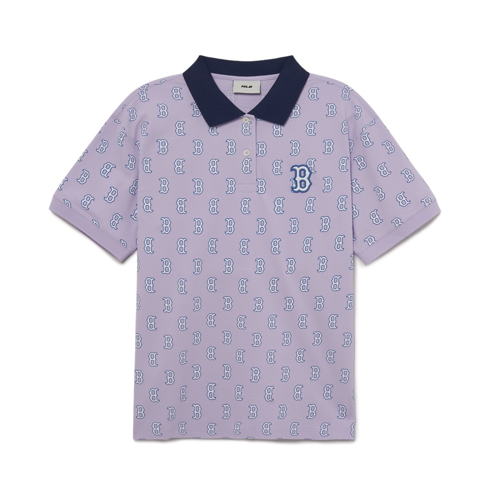 Bấm vào để xem thư viện ảnh Áo Polo MLB Women's Classic Monogram Full Board Boston Red Sox L.Lavender