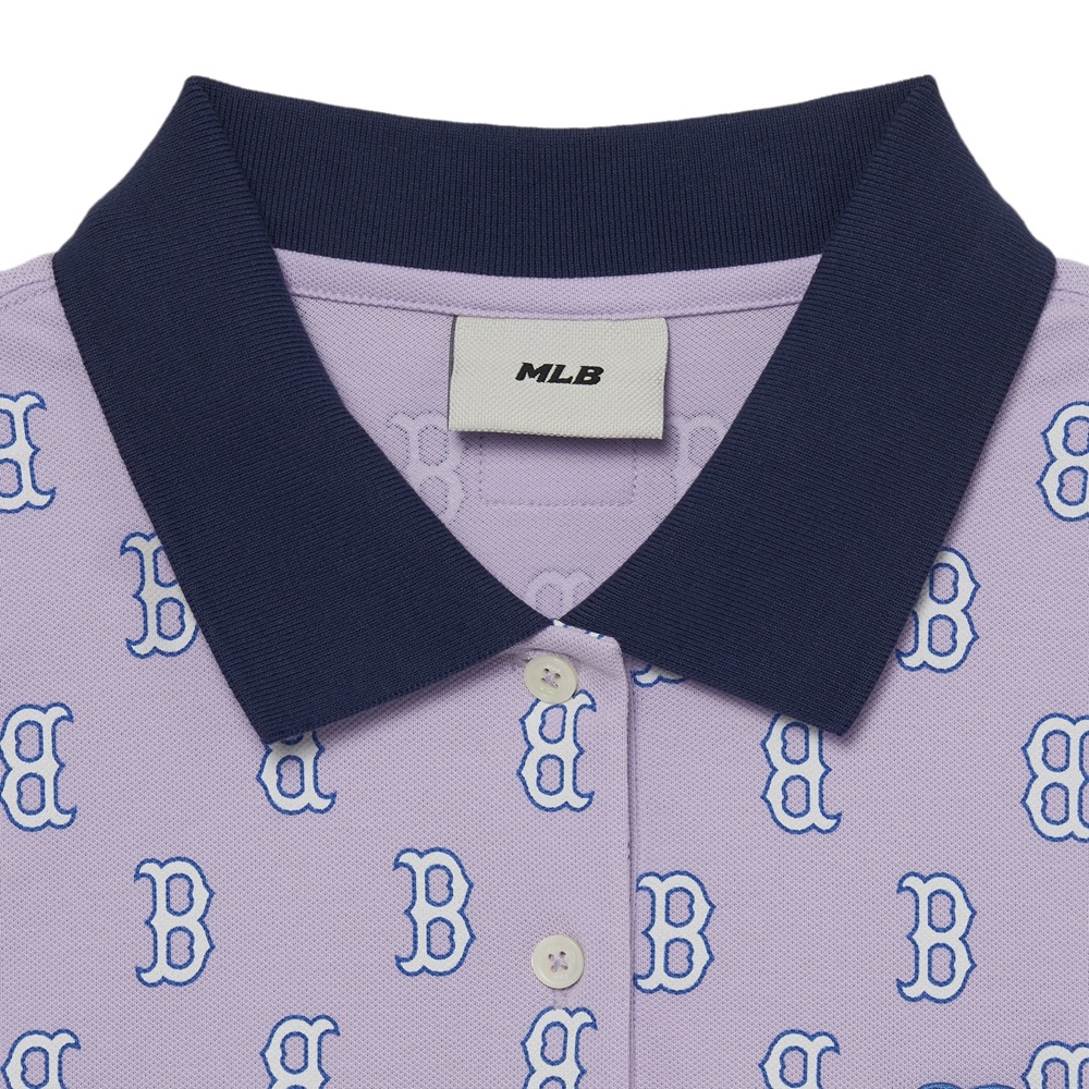 Bấm vào để xem thư viện ảnh Áo Polo MLB Women's Classic Monogram Full Board Boston Red Sox L.Lavender