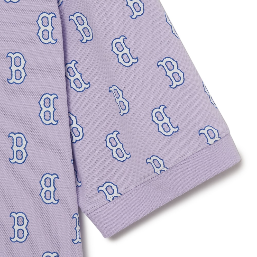 Bấm vào để xem thư viện ảnh Áo Polo MLB Women's Classic Monogram Full Board Boston Red Sox L.Lavender