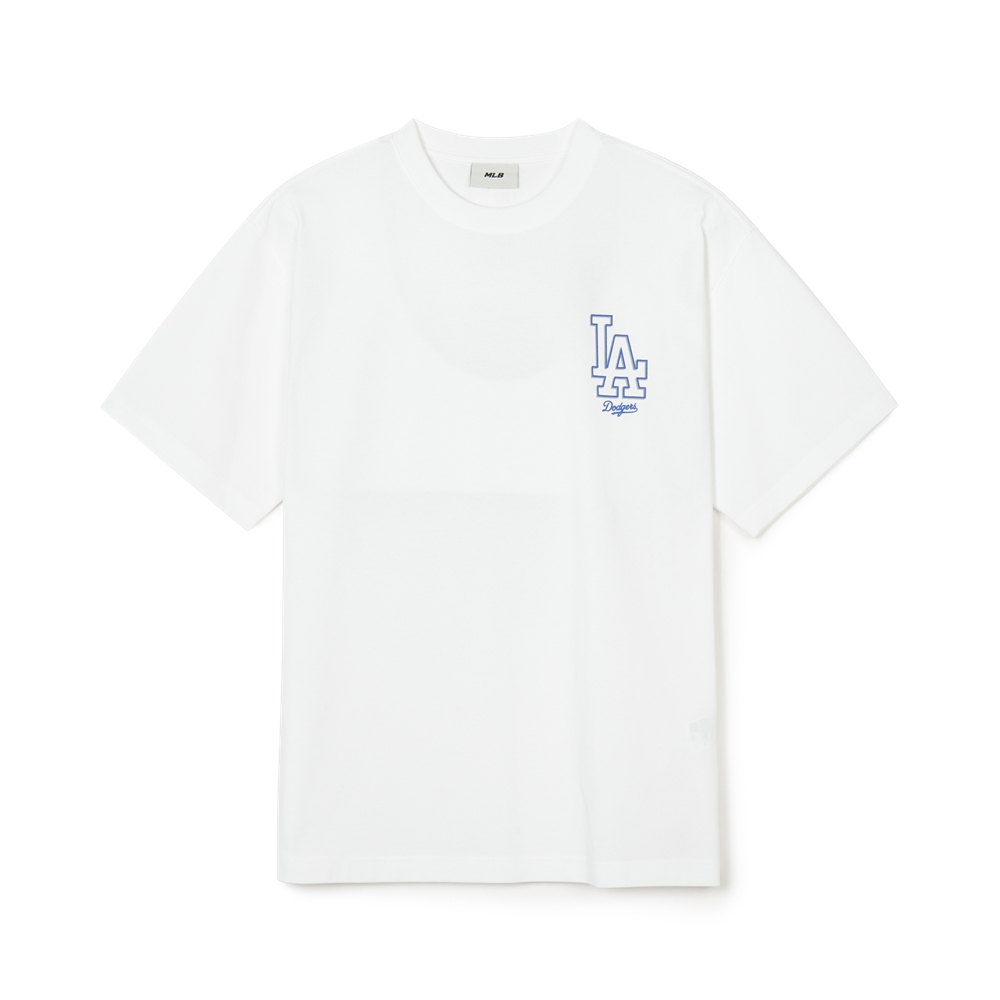 Bấm vào để xem thư viện ảnh Áo Thun MLB Korea Basic Mega Logo LA Dodgers White