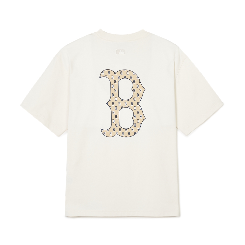 Bấm vào để xem thư viện ảnh Áo Thun MLB Korea Classic Mono Big Lux T-Shirt Boston Red Sox Cream