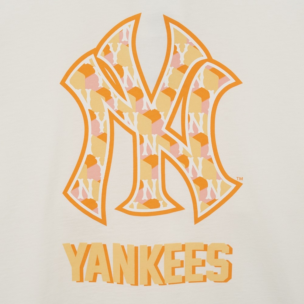 Bấm vào để xem thư viện ảnh Áo Thun MLB Cube Clipping Monogram New York Yankees Cream