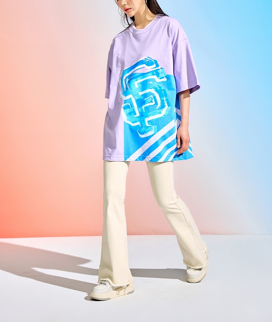 Bấm vào để xem thư viện ảnh Áo thun MLB Pop Art Graphic Mega Overfit Short Sleeve San Francisco L.Lavender