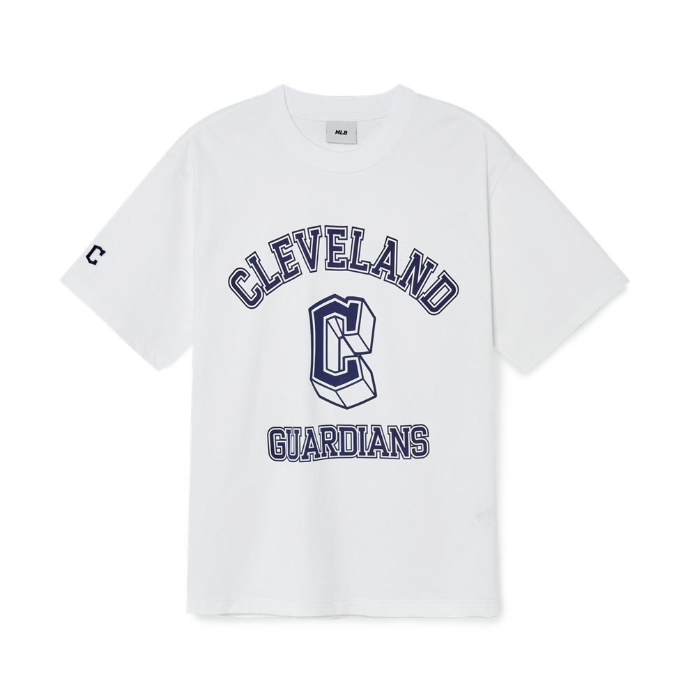 Bấm vào để xem thư viện ảnh Áo Thun MLB Varsity Overfit Cleveland Guardians White