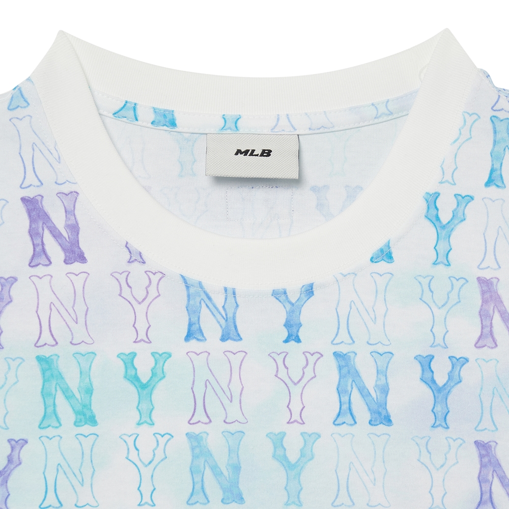 Bấm vào để xem thư viện ảnh Áo thun MLB Water Monogram Full Pattern Short Sleeve New York Yankees White