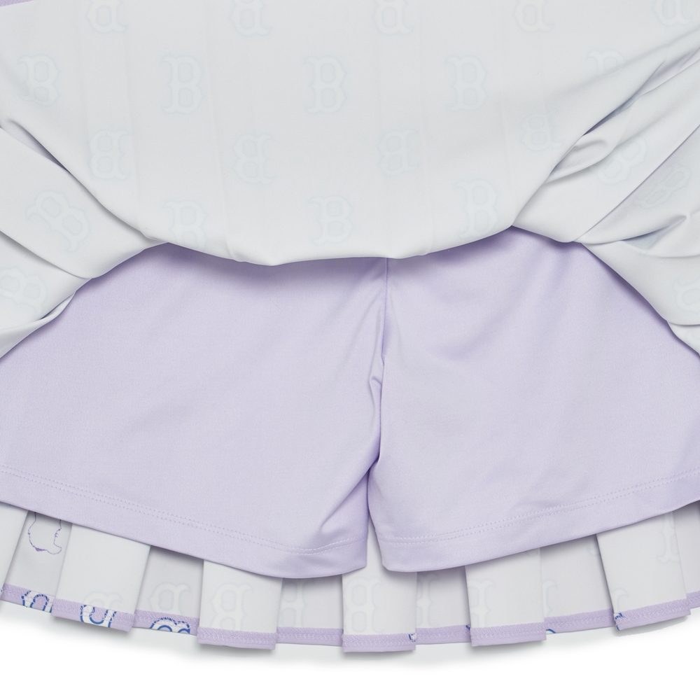 Bấm vào để xem thư viện ảnh Váy MLB Women's Classic Monogram Front Pattern Pleated Skirt Boston Red Sox L.Lavender