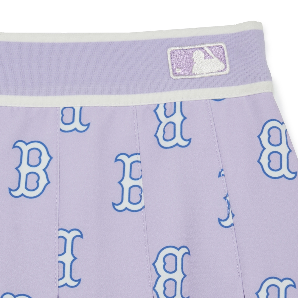 Bấm vào để xem thư viện ảnh Váy MLB Women's Classic Monogram Front Pattern Pleated Skirt Boston Red Sox L.Lavender