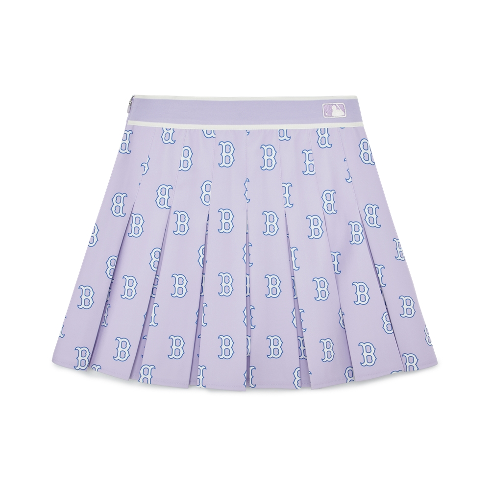 Bấm vào để xem thư viện ảnh Váy MLB Women's Classic Monogram Front Pattern Pleated Skirt Boston Red Sox L.Lavender