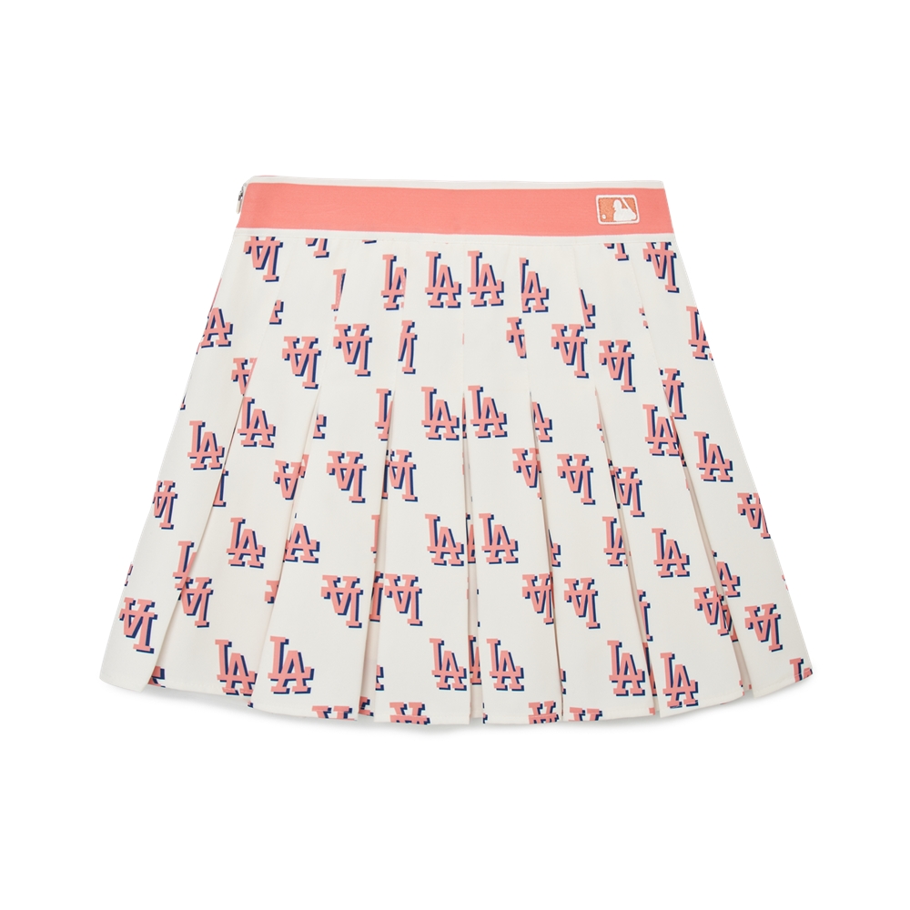 Bấm vào để xem thư viện ảnh Váy MLB Women's Classic Monogram Front Pattern Pleated Skirt LA Dodgers Cream