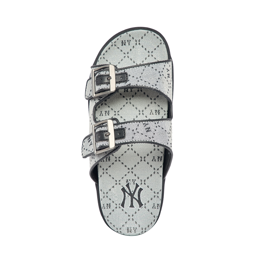 Bấm vào để xem thư viện ảnh Dép MLB Double Slide Jacquard Diamond Monogram New York Yankees Black