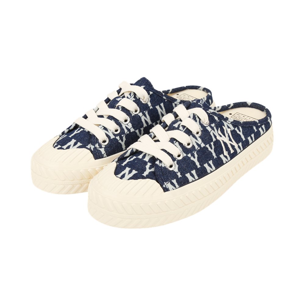 Bấm vào để xem thư viện ảnh Giày MLB Mule Playball Monogram Denim New York Yankees Navy