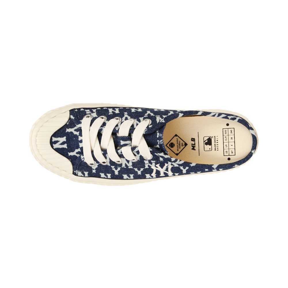 Bấm vào để xem thư viện ảnh Giày MLB Mule Playball Monogram Denim New York Yankees Navy