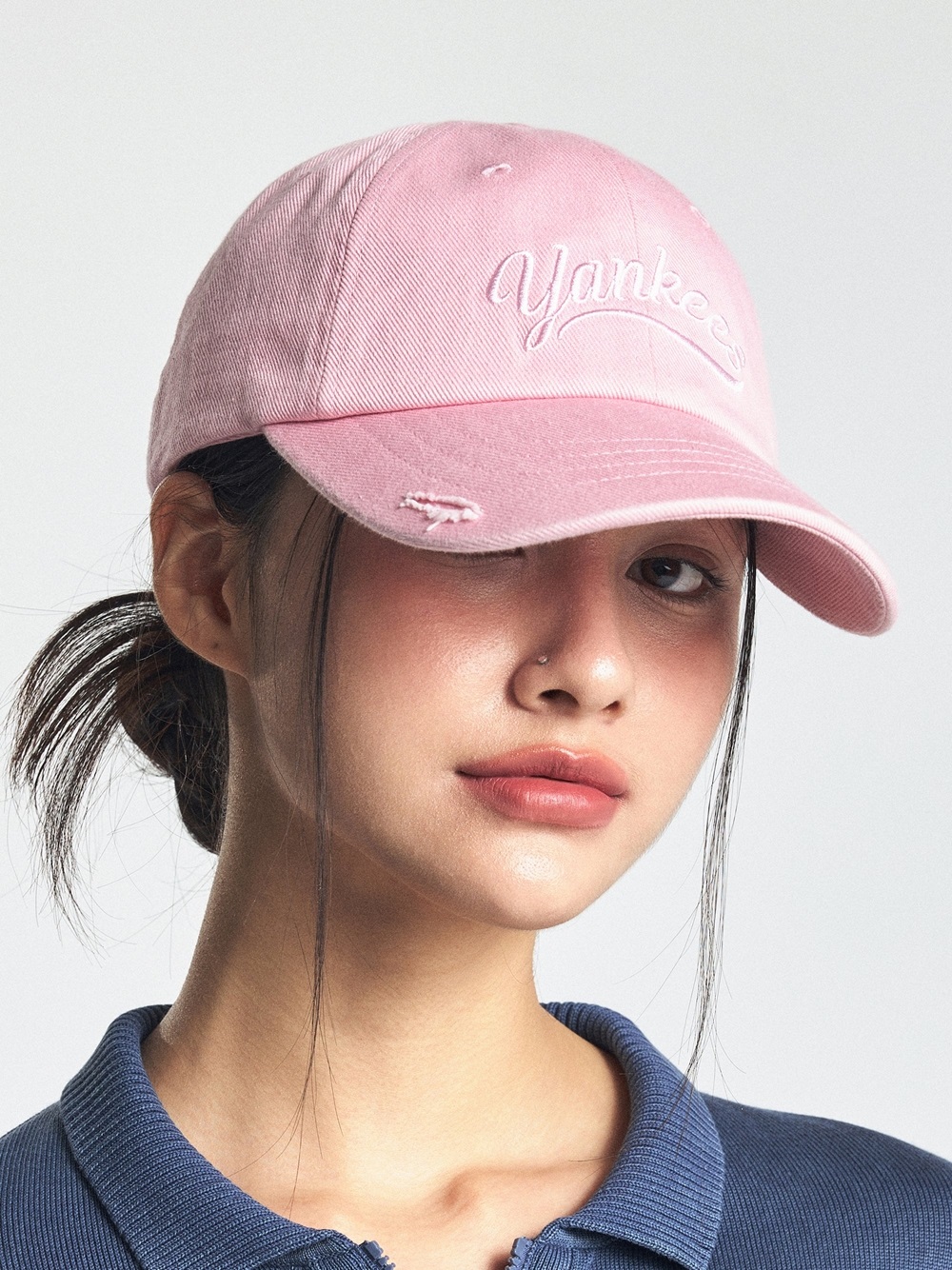 Nón MLB Korea Vintage Culsive Unstructured Ball Cap New York Yankees Pink