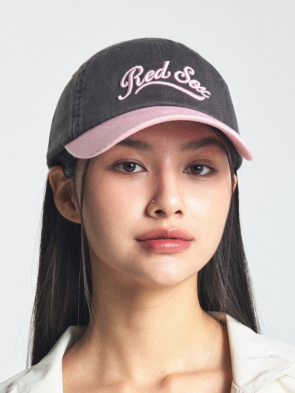 Nón MLB Korea Varsity Vintage Culsive Color Block Unstructured Ball Cap Boston Red Sox Grey