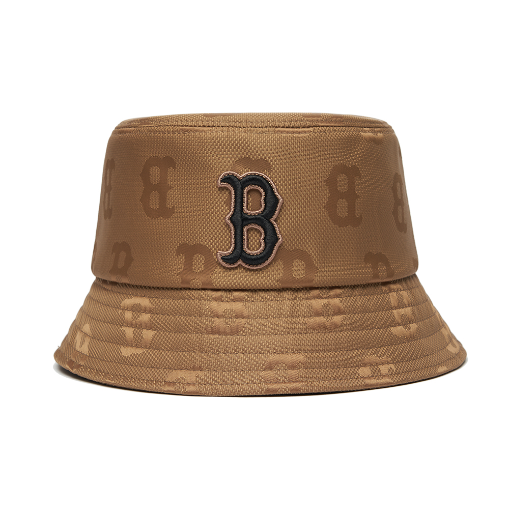Nón MLB Monogram Nylon Bucket Hat Boston Red Sox D.Beige