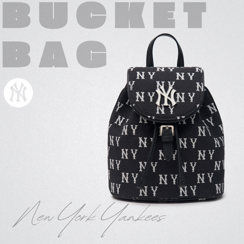 Túi MLB Korea Monogram Jacquard Bucket Bag New York Yankess Black