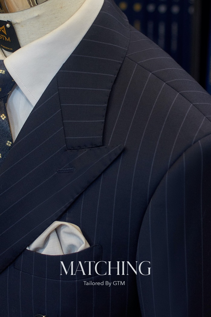 Bộ Suit DB Pinstripe Kẻ Sọc Xanh GTM Cao Cấp Doanh Nhân Sự Kiện Cưới