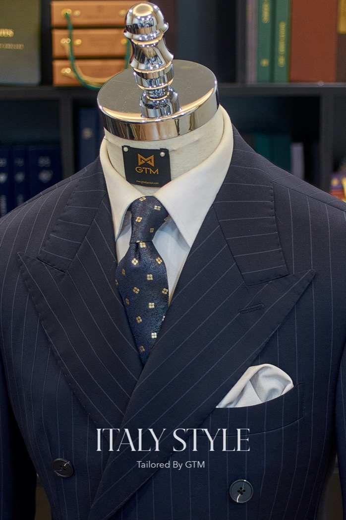 Bộ Suit DB Pinstripe Kẻ Sọc Xanh GTM Cao Cấp Doanh Nhân Sự Kiện Cưới