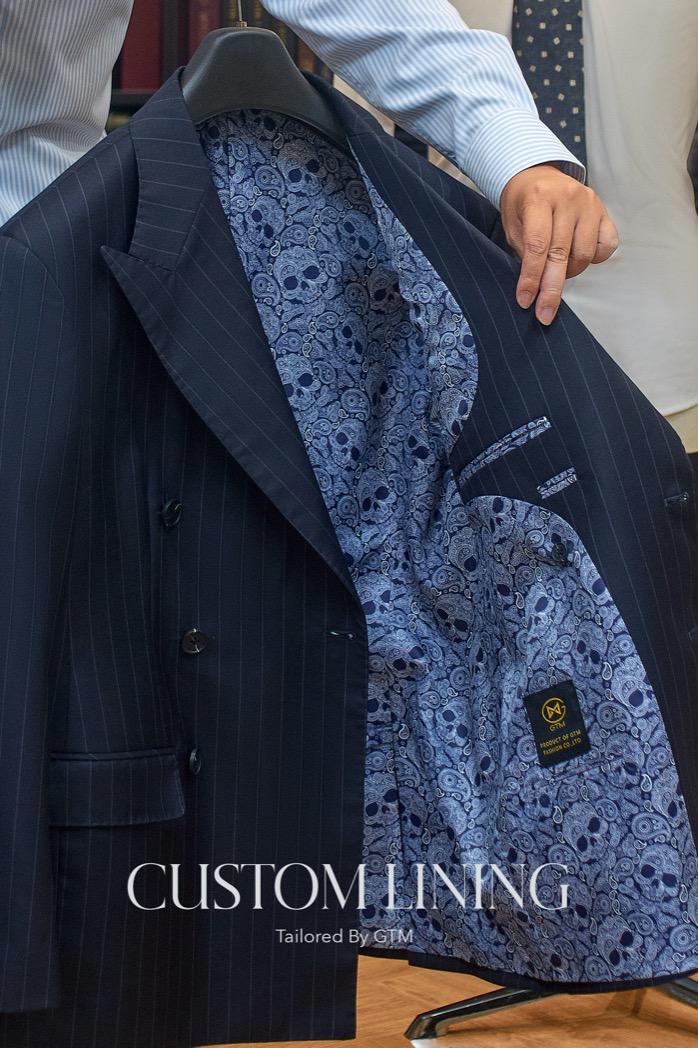 Bộ Suit DB Pinstripe Kẻ Sọc Xanh GTM Cao Cấp Doanh Nhân Sự Kiện Cưới