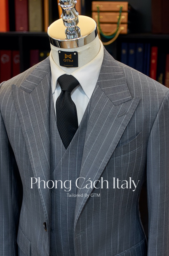Pinstripe Suit Tailored By GTM, bộ Suit Vest May Đo GTM, cao cấp uy tín Hà Nội