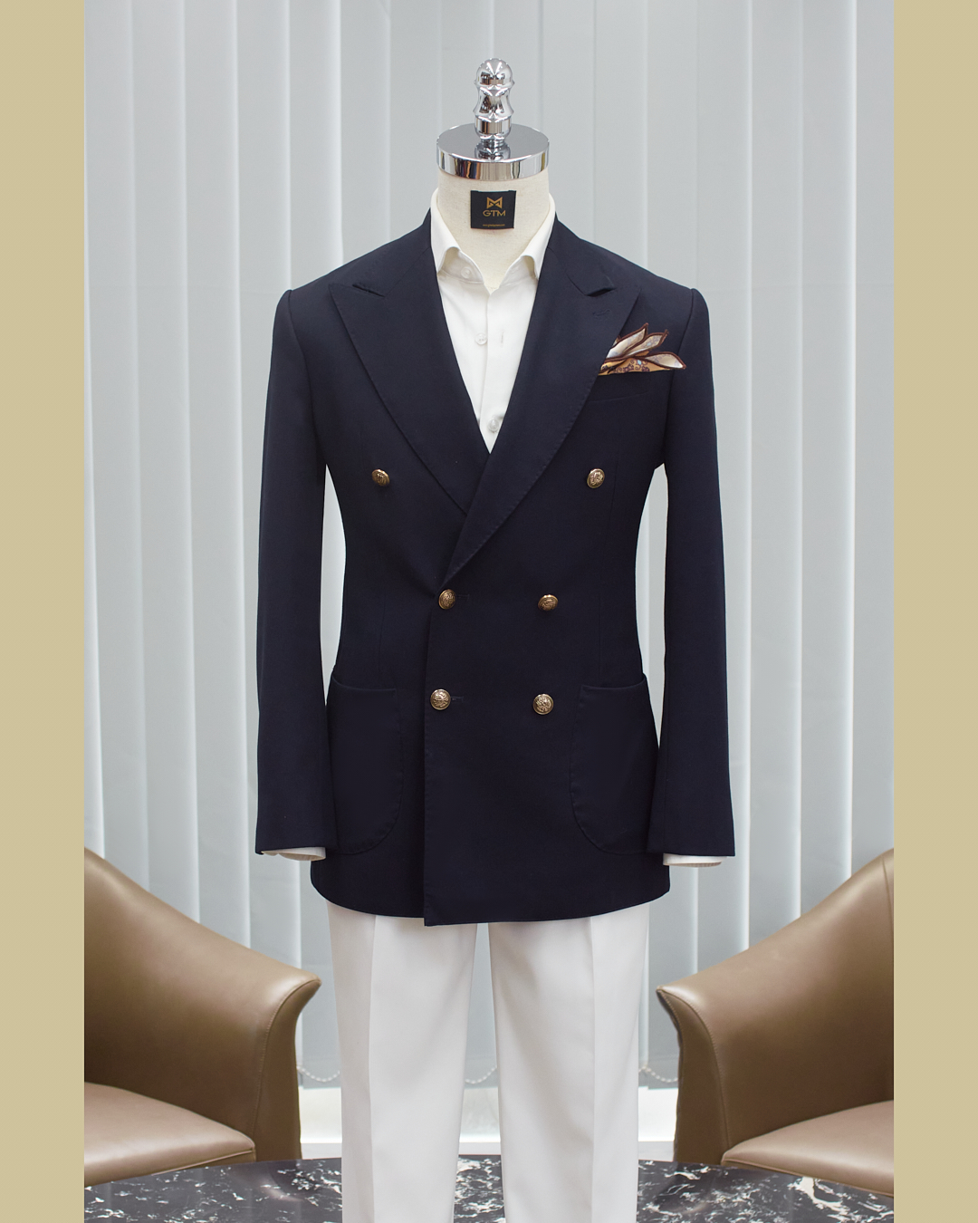 May Đo | Áo Double - Breasted Màu Xanh Navy